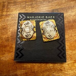 Marjorie Baer Vintage Mixed Metal Shapes with stone Clip On Earrings